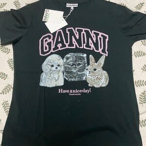 Women’s Whimsical Puppy kitten & Bunny Print T-shirt by Ganni